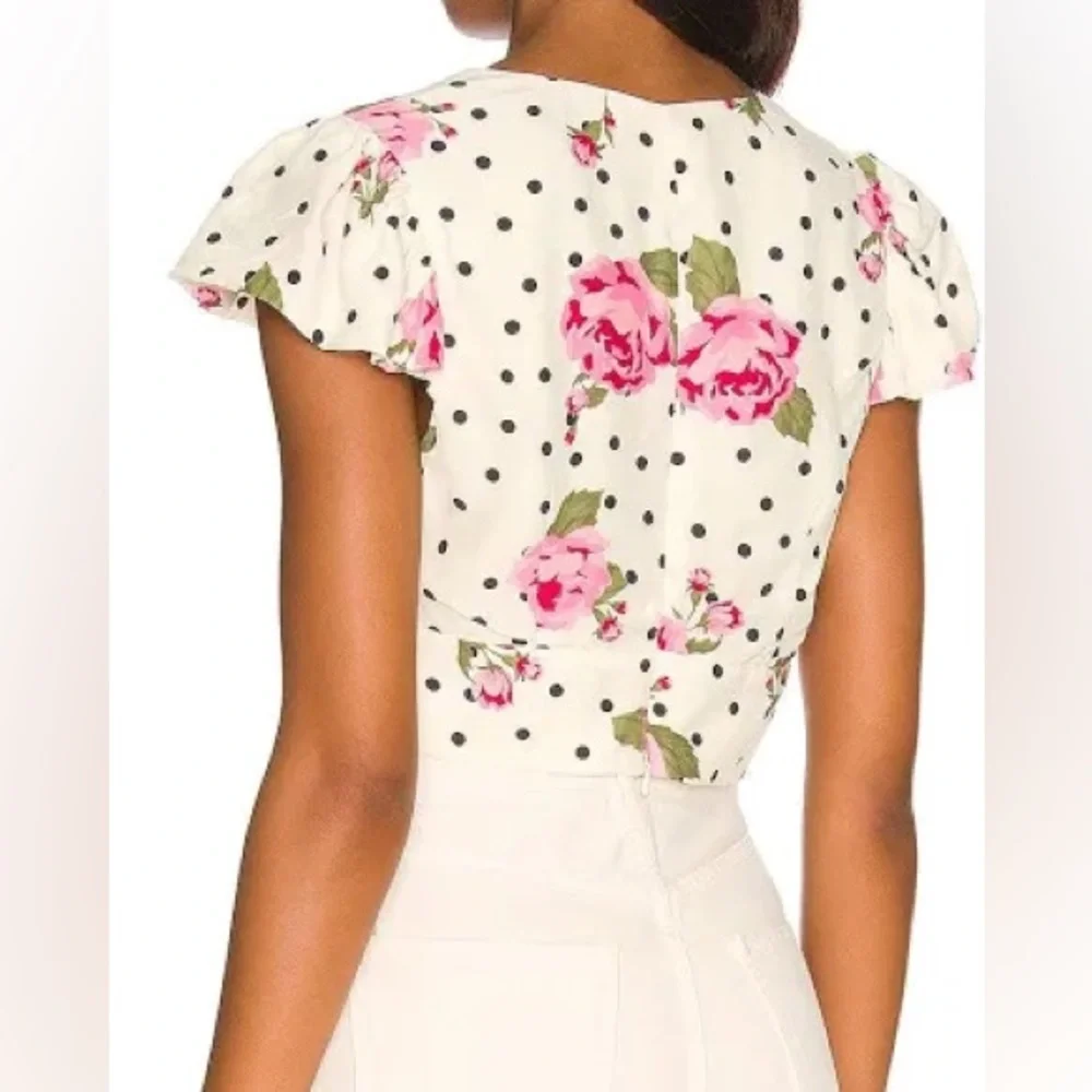 Revolve LPA Tracy crop top white, polka dot, floral - Picture 5 of 8